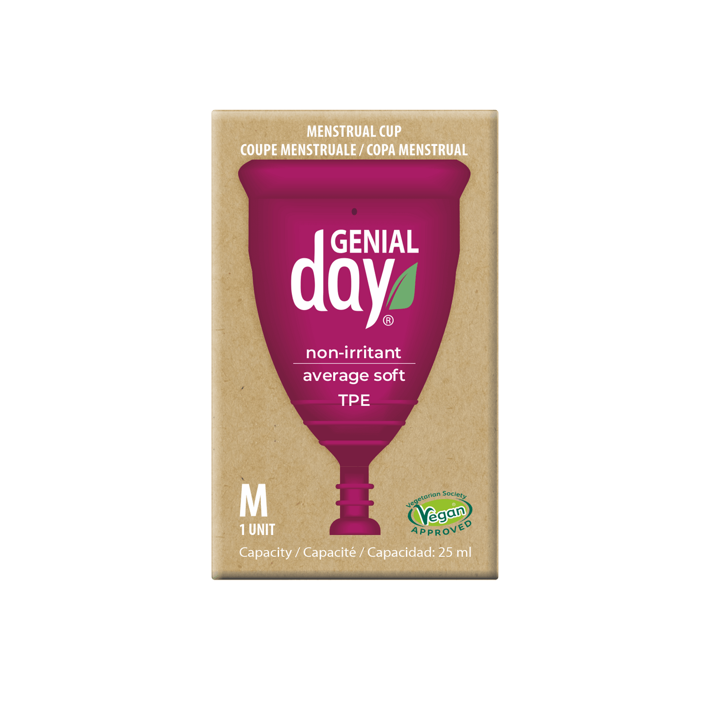 Packaging of GENTLE Day menstrual cup