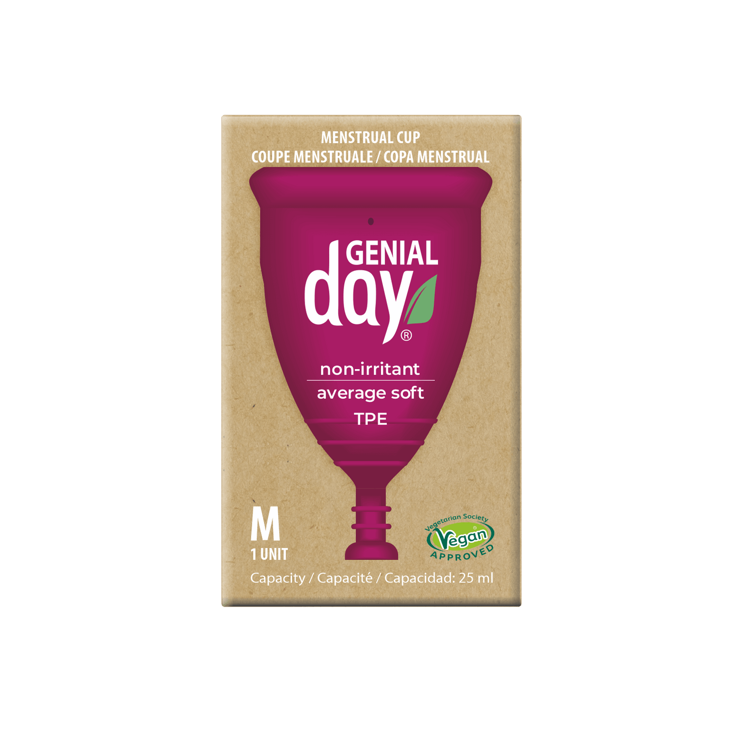 Packaging of GENTLE Day menstrual cup