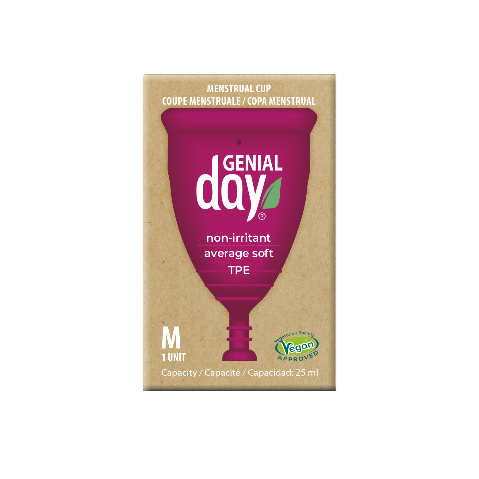 Packaging of GENTLE Day menstrual cup
