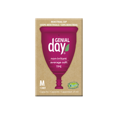 Packaging of GENTLE Day menstrual cup