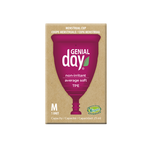 Packaging of GENTLE Day menstrual cup