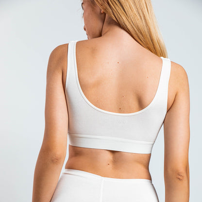 Cotton Sports Bra in Ecru